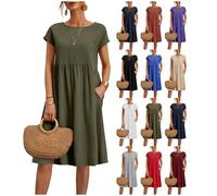 Yinguo My Orders, wrap Dress,Summer Dresses for Women UK 2025 Boho Causal Short Sleeve Vacation Floral Button Linen Dress with Pockets Ladies Maxi Printing Party Club Elegant Beach Dresses Green S