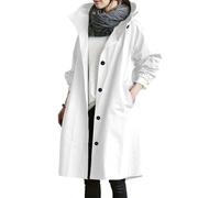 Yinguo poncho, Waterproof Coats for Women Uk - Ladies Lightweight Windproof Jackets Bomber Ponchos Rain Waterprof Coat Windbreaker with Hood Casual Women's Clothing for Hikking Walking White