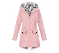 Yinguo Trench Coats for Women, Womens rain Coats Waterproof with Hood, Packaway Waterproof Jacket, ski Jackets for Women UK, Ladies Denim Jackets, Raincoat in a Bag, Womens Summer Jacket Pink