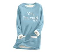 Yinguo Women Yes I'm Cold Me24:7 Autumn And Winter Plus Fleece Base Sweater Women's Mid Length Fleece Slim Warm Hoodie Hoodies Ladies