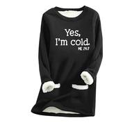 Yinguo Women Yes I'm Cold Me24:7 Autumn And Winter Plus Fleece Base Sweater Women's Mid Length Fleece Slim Warm Hoodie Hoodies Ladies