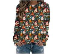 Yinguo Women's Grey Hoodie - Duplex Print Christmas Jumper - Baggy Plus Size (22-24)