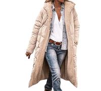 Yinguo Women's Plus Size XXL Beige Fleece/Fur Coat with Fur Trimmed Cape, Waterproof, Fleece Lined, 2 Pockets, Long Sleeve, Zipper Closure, Quilted, Women's Jacket, Winter Coat, Women-Adults