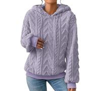 Yinguo Women's Solid Plush Spliced Women's New Solid Hooded Thickened Long Sleeve Sweater Coat Top Casual Hoodies Women Pullover