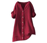 Yinguo Women's t-Shirts, 3/4 Sleeve Blouses for Women,Women's Checkered Shirt, Off The Shoulder top, Plus Size Clothes, Linen Shirts Women, tie Neck Blouse, Leopard Print top Wine
