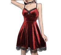 YINGWIN Women's Velvet Vintage Party Dress Sling Sleeveless Sundress A-Line for Vacation Wedding Cocktail Formal Occasion Red