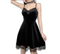 YINGWIN Women's Velvet Vintage Party Dress Sling Sleeveless Sundress A-Line for Vacation Wedding Cocktail Formal Occasion Black