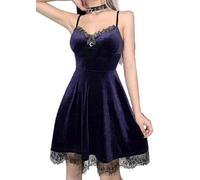 YINGWIN Women's Velvet Vintage Party Dress Sling Sleeveless Sundress A-Line for Vacation Wedding Cocktail Formal Occasion Purple