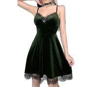YINGWIN Women's Velvet Vintage Party Dress Sling Sleeveless Sundress A-Line for Vacation Wedding Cocktail Formal Occasion Green