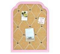 YINGXUN Linen Fabric Bulletin Board, 17.7"×23.6" Cute Farmhouse Rustic Pin Panel, Easy Mount Vision Panel for Wall Decor, Multi-Use Memo Panel for Office Home Dorm, Photo Art Display (Pink)