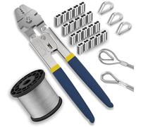 YingYa BIS Wire Rope Crimping Tool Kit, 100FT Stainless Steel Cable, 100PCS Aluminum Crimping Loop Sleeve, Wire Rope Thimble