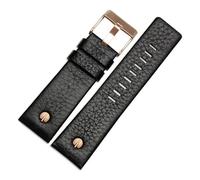 yingyingjia Genuine Leather Strap Watchband 22 24 26 27 28 30mm Litchi Grain Compatible With Diesel DZ4316 DZ7395 DZ7305 Watch Band Watch Bracelet(Black rose buckle,30mm)