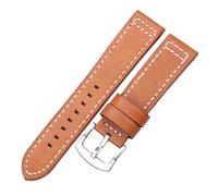 yingyingjia Geuine Leather Watchband 18mm 20mm 22mm 24mm Women Men Quick Release Spring Bar Watch Band(Brown Silver Buckle,24mm)