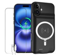 YINGYKJ Battery Case for iPhone 16 Plus, Enhanced 12000mAh Portable Protective Wireless Charging Case Support Carplay Compatible with iPhone 16 Plus (6.7 inch) Rechargeable Battery Charger (Black)