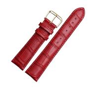 YingYou 10mm 12mm 14mm 15mm 16mm 18m White Red Pink For Casio Tissot Genuine Leather Strap Ladie's Watch Band Women Bracelet Accessories(Red gold pin,12mm)