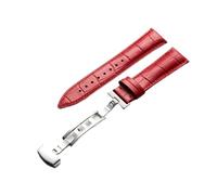 YingYou 14 15 16 17 18 19 20 21 22 23 24mm Width Colorful Top Layer Leather Watchbands Bamboo Leather Butterfly Buckle Straps(Red,23mm)