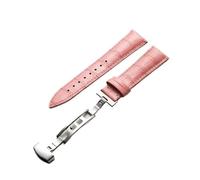 YingYou 14 15 16 17 18 19 20 21 22 23 24mm Width Colorful Top Layer Leather Watchbands Bamboo Leather Butterfly Buckle Straps(Pink,15mm)