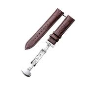 YingYou 14 15 16 17 18 19 20 21 22 23 24mm Width Colorful Top Layer Leather Watchbands Bamboo Leather Butterfly Buckle Straps(Dark brown,22mm)