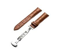 YingYou 14 15 16 17 18 19 20 21 22 23 24mm Width Colorful Top Layer Leather Watchbands Bamboo Leather Butterfly Buckle Straps(Light brown,21mm)