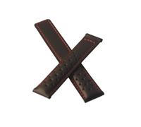 YingYou 19mm/20mm/22mm Genuine Leather Smooth Watch Band Compatible With Tag Heuer Man Watch Strap Durable Replacement Black Red Line Folding Buckle(No buckle,20mm)