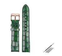 YingYou Crocodile Texture Calfskin Leather Watch Strap18mm 20mm 22mm Watchband Compatible With Men's Watch Accessories Solid Buckle Blue Green Brown(Green Rose gold,18mm)