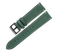 YingYou Frosted Watchband Belt Men Women 20mm 21mm Matte Leather Watch Straps Green Unisex Soft Watch Bracelet Accessories(Green-Black Clasp,20mm)