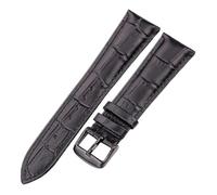 YingYou Genuine Leather Watch Band Crocodile Pattern Cowhide 18 19 20 21 22 24 Mm Black Brown Blue Red Bracelet Strap(Black Black Buckle,19mm)
