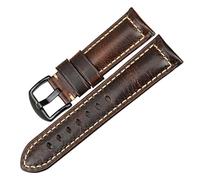 YingYou Handmade Watchband 20mm 22mm 24mm With Black Buckle Vintage Oil Wax Leather Watch Strap Compatible With Fossil Watch Band(Dark Brown B,24mm)
