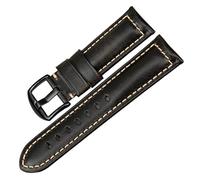YingYou Handmade Watchband 20mm 22mm 24mm With Black Buckle Vintage Oil Wax Leather Watch Strap Compatible With Fossil Watch Band(Black B,18mm)