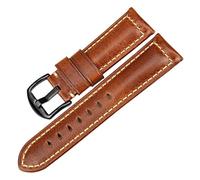 YingYou Handmade Watchband 20mm 22mm 24mm With Black Buckle Vintage Oil Wax Leather Watch Strap Compatible With Fossil Watch Band(Light Brown B,21mm)