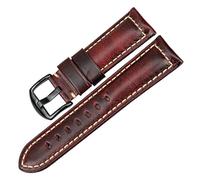 YingYou Handmade Watchband 20mm 22mm 24mm With Black Buckle Vintage Oil Wax Leather Watch Strap Compatible With Fossil Watch Band(Red B,26mm)