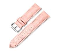 YingYou Leather Watch Strap With Bamboo Knot Pattern Universal Replacement Watchband Black Brown Blue Red White Pink 12-24mm(Pink,22mm)