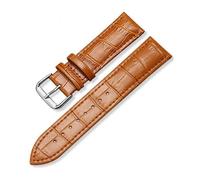 YingYou Leather Watch Strap With Bamboo Knot Pattern Universal Replacement Watchband Black Brown Blue Red White Pink 12-24mm(Light brown,14mm)