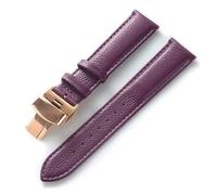 YingYou Leather Watch With Green Soft Cowhide Men's And Women's Accessories Substitute Compatible Longines Tissot Strap(Purple rose buckle,18)
