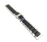 YingYou Replacement Stainless Steel Watch Band Glossy Matte Dual Color Butterfly Buckle Belt Watch Strap 16 18 20 21 22 23 24 26mm(Silver black,24mm)