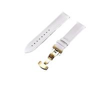 YingYou Soft Leather Watch Band With Stainless Steel Automatic Buckle 18mm 20mm 22mm 24mm Straps Green Blue Red(White-gold,24mm)