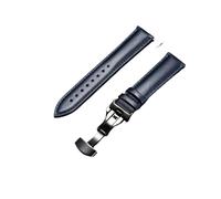 YingYou Soft Leather Watch Band With Stainless Steel Automatic Buckle 18mm 20mm 22mm 24mm Straps Green Blue Red(Blue-black,22mm)