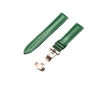 YingYou Soft Leather Watch Band With Stainless Steel Automatic Buckle 18mm 20mm 22mm 24mm Straps Green Blue Red(Green-rose gold,24mm)