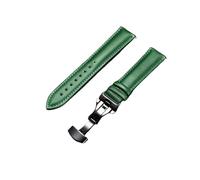 YingYou Soft Leather Watch Band With Stainless Steel Automatic Buckle 18mm 20mm 22mm 24mm Straps Green Blue Red(Green-black,20mm)