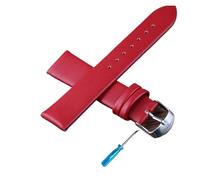 YingYou Soft Watch Strap 8mm 10mm 12mm 14mm 16mm 18mm 20mm 22mm 24mm Genuine Leather Brown Red Pink Black Watchband(Red,10mm)