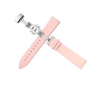 YingYou Ultra-thin Needle Pattern Plain Weave Watch Strap, Men's And Women's Soft Cowhide Bracelet, Butterfly Buckle Strap(Pink,Width 20mm)