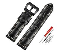 YingYou Waterproof Watch Band Compatible With Panerai PAM688 441/1313 Cowhide Leather Men's Blue Watch Strap Accessories 22MM 24mm 26mm(B black-black,20mm)