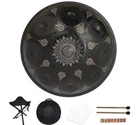YINHA Hand Pan In D Minor 9 Notes Steel Hand Drum, 22in/56cm Black 9 Notes-D3 A Bb C D E F G A, With Soft Hand Pan Bag, For Professional Solo Performances