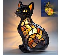Yinhamnl Cat Lamp, Cats Series Art Night Light, Retro Stained Resin Tabletop Night Light, 3D Cute Pet LED Table Lamps, Fun Gift for Cats Lover (B)