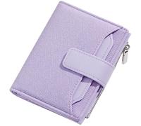 YINHEXI Small Wallet for Women, Women’s Wallet with Imitation Canvas PU leather, Bifold Zipper Pocket Wallet Card Case Purse with ID Window, Lavender, Simplicity
