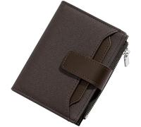 YINHEXI Small Wallet for Women, Women’s Wallet with Imitation Canvas PU leather, Bifold Zipper Pocket Wallet Card Case Purse with ID Window, Coffe, Simplicity