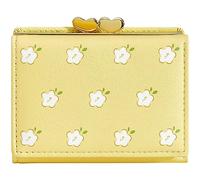 YINHEXI Wallet for Women, Flower Womens Wallet Card Holder, Small Trifold RFID Blocking Purse, Cute Small Leather Pocket Wallet for Women, Girls, Ladies Mini Short Purse, Cream Yellow, Cute