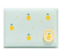YINHEXI Wallet Women, RFID Blocking Small Compact Trifold PU Leather Card Holder Pocket Wallet Ladies Mini Purse with Coin Pocket, Green Pineapple, Twee