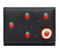 YINHEXI Wallet Women, RFID Blocking Small Compact Trifold PU Leather Card Holder Pocket Wallet Ladies Mini Purse with Coin Pocket, Black Strawberry, Twee