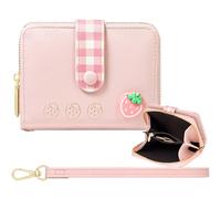YINHEXI Wallet Women, RFID Blocking Small Compact Trifold PU Leather Card Holder Purse with Coin Pocket & ID Window for Ladies, Ladies, Teens, and Girls, Baby Pink-02, Cute